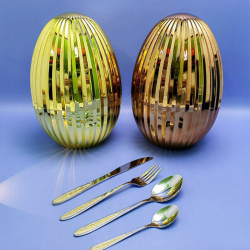 Набор столовых приборов в рифленом футляре - яйце Maxiegg 24 предмета / Премиум класс
